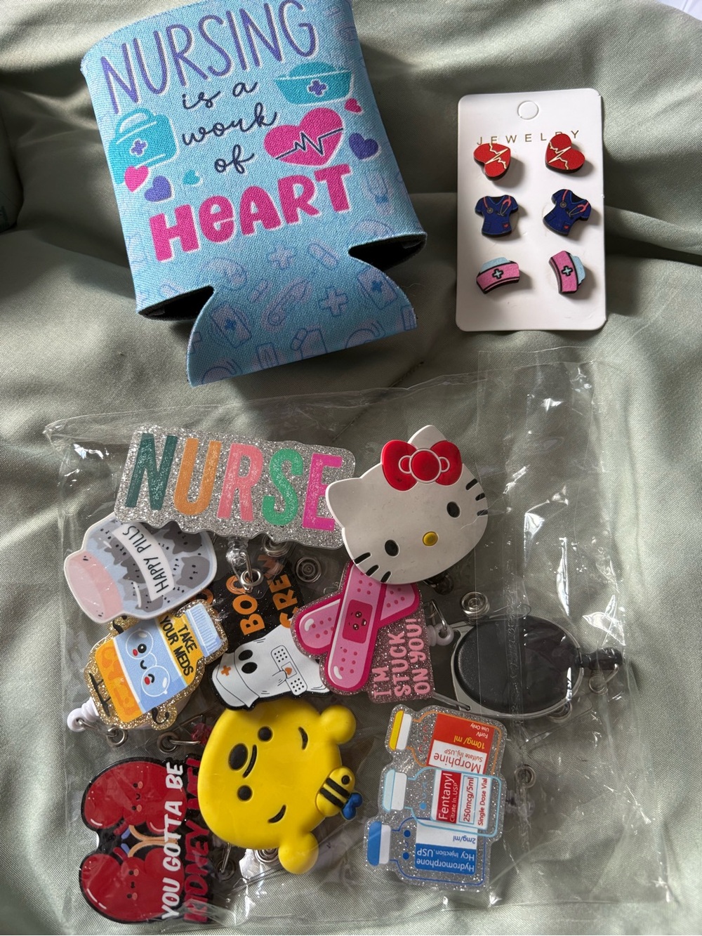 Nurse-themed Badge Reel & Accessories Set - Pink, Blue, Red, White, Yellow